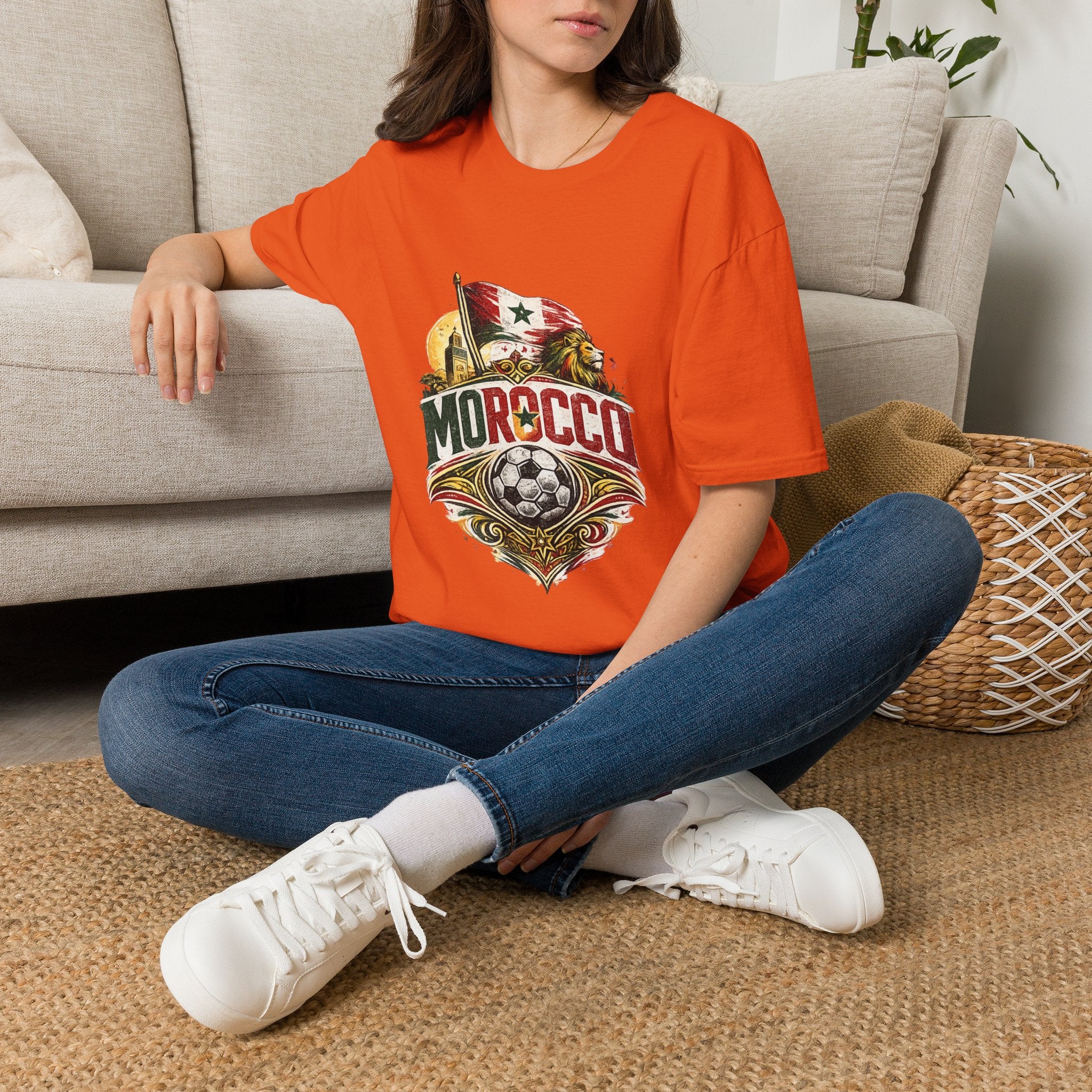 Morocco Soccer T-Shirt — Vintage Flag & Lion Football Tee