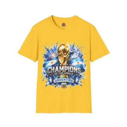 Argentina World Cup Champions T-Shirt — Gold Trophy Celebration Tee