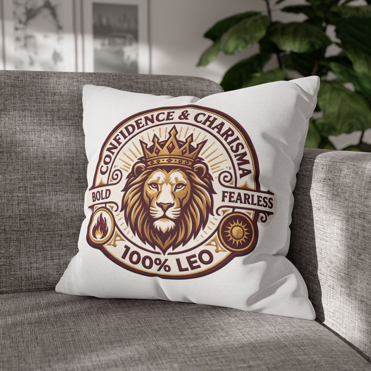 Leo Zodiac Confidence And Charisma Spun Polyester Square Pillowcase