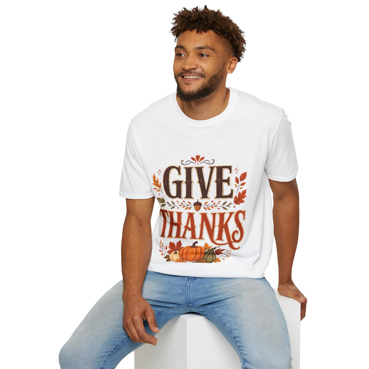 Thanksgiving T-Shirt Give Thanks T-Shirt — Autumn Thanksgiving Graphic Tee