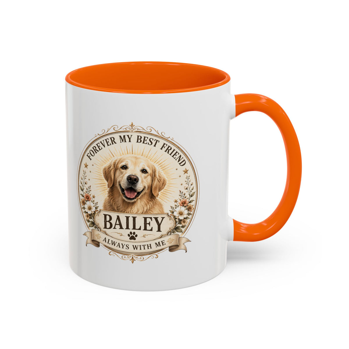 Milo Bailey Dog Dad Mom Golden Retriever Memorial Coffee Mug – "Forever My Best Friend" Personalized Name Accent Mug