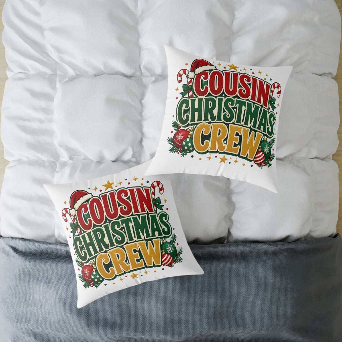 Cousin Christmas Crew Throw Pillow — Festive Holiday Decorative Cushion