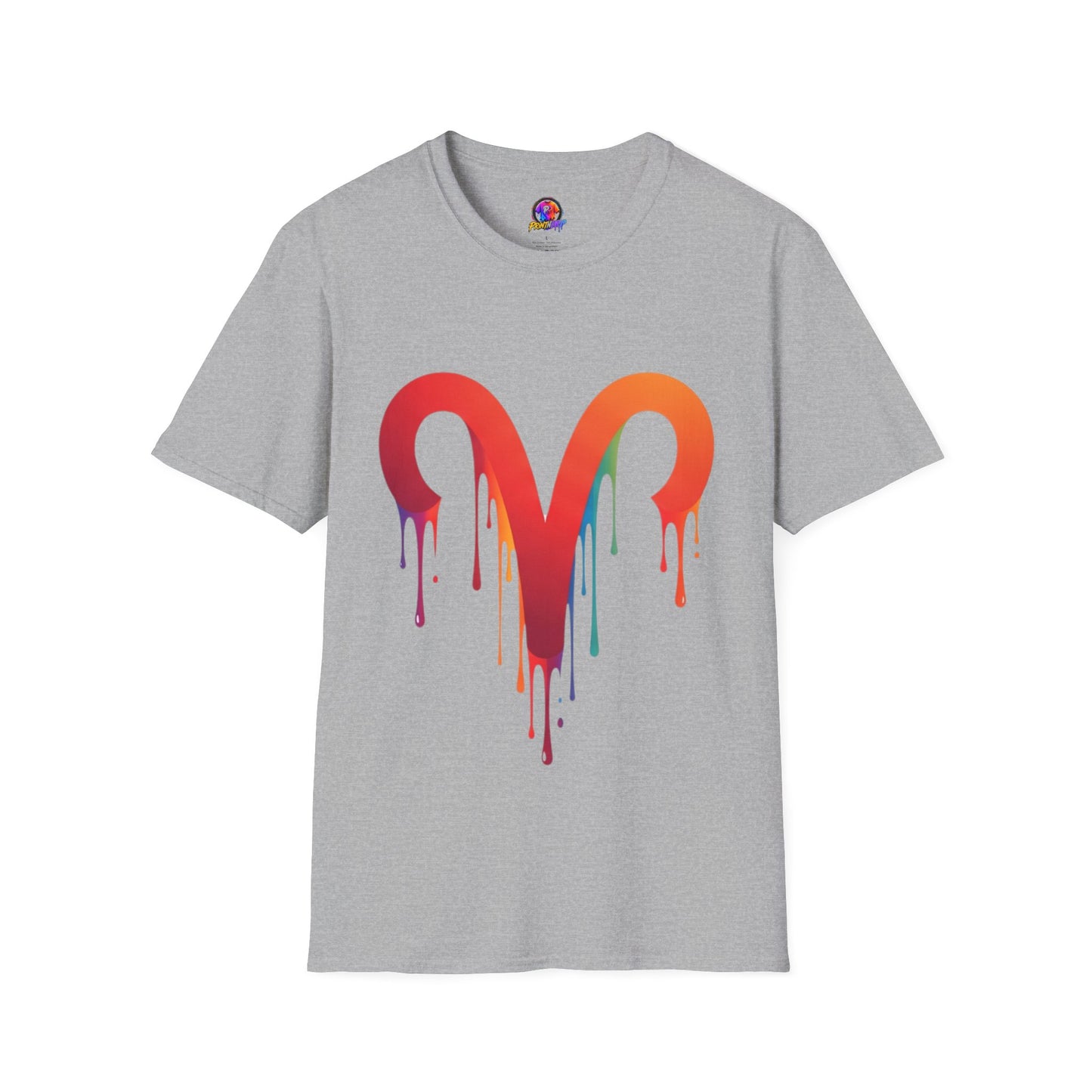 Aries Rainbow Drip T-Shirt — Colorful Dripping Zodiac Graphic Tee