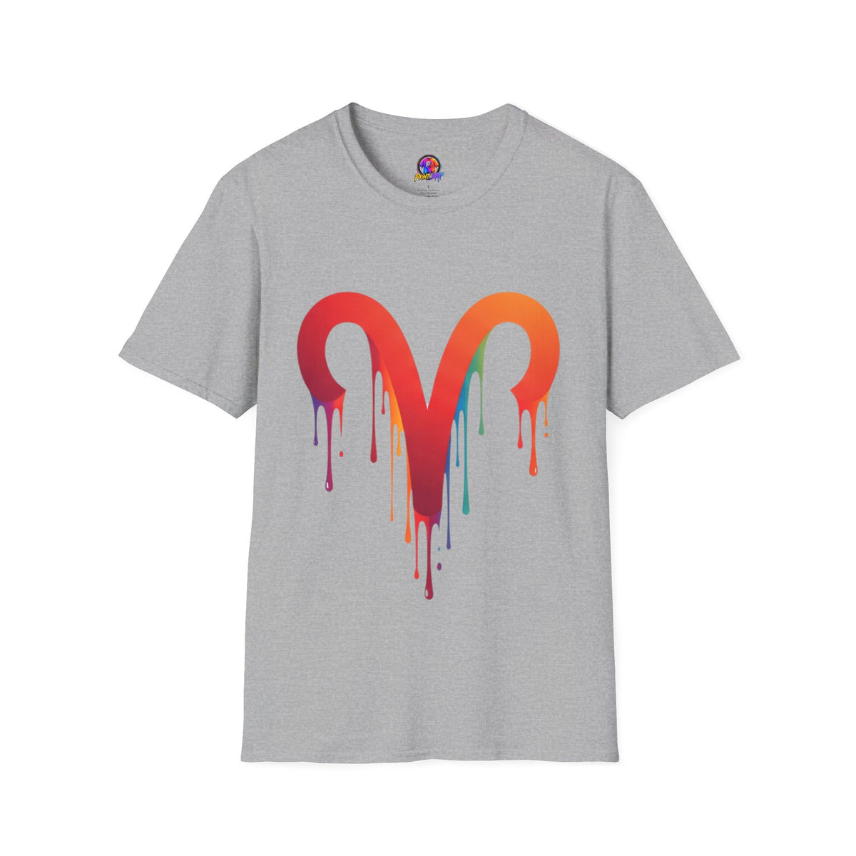 Aries Rainbow Drip T-Shirt — Colorful Dripping Zodiac Graphic Tee