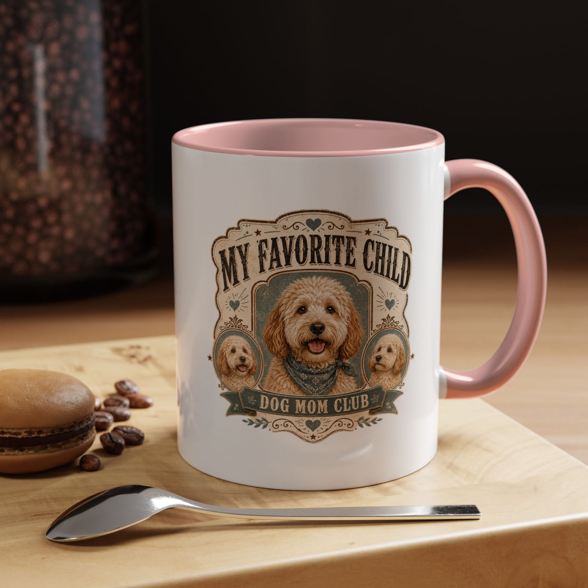 Milo Bailey Dog Dad Mom My Favorite Child Dog Mom Club Accent Coffee Mug – Cute Doodle Dog Mother's Day Gift