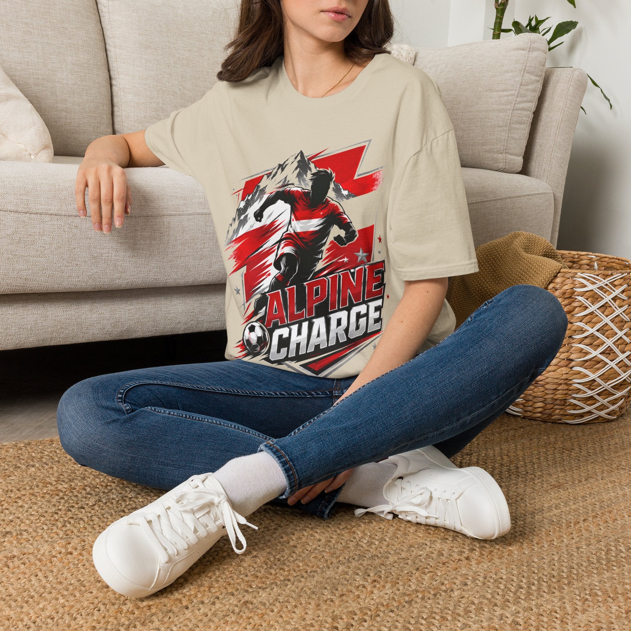 Austria  Alpine Charge Soccer T-Shirt — Mountain Football Graphic Tee -