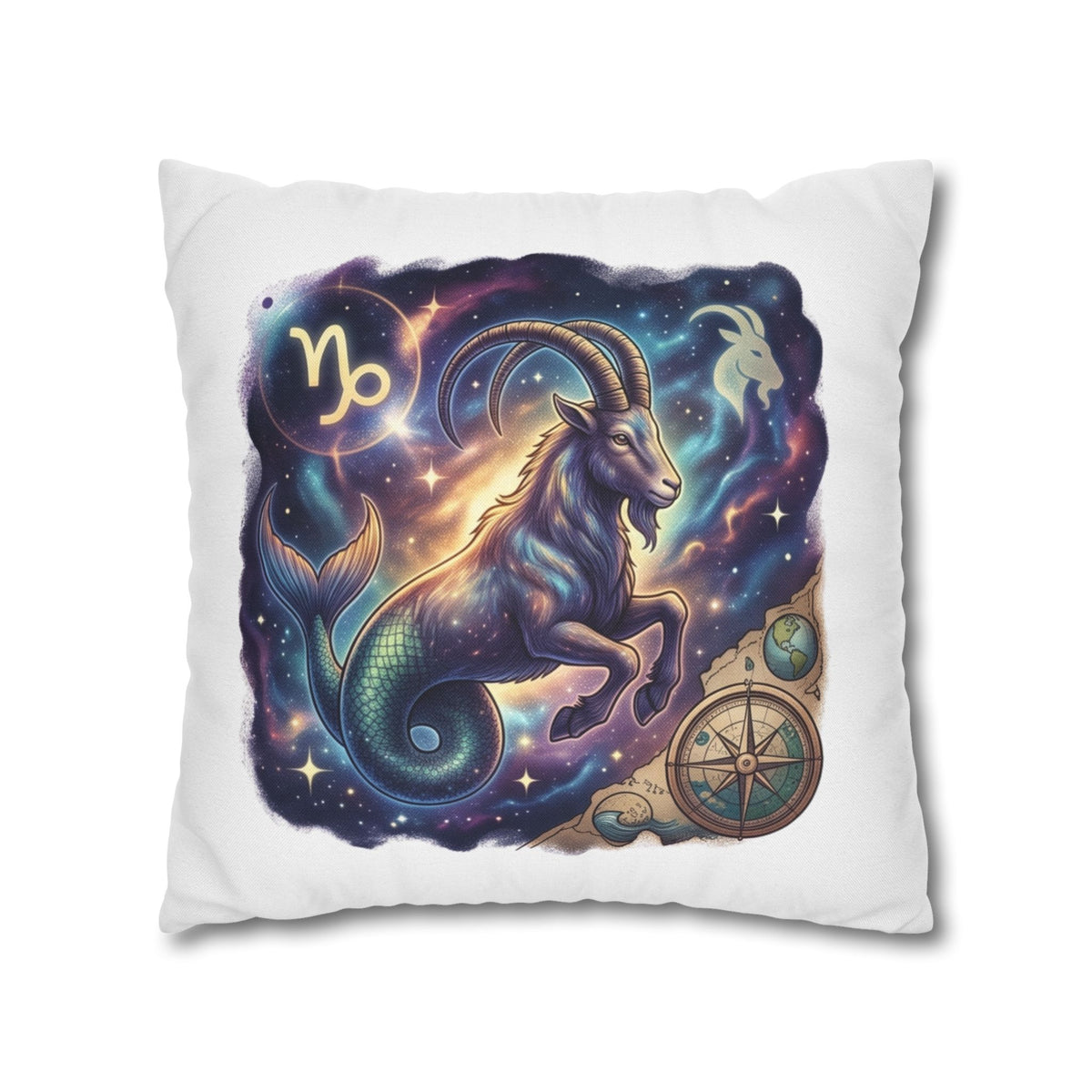 Capricorn Zodiac Throw Pillowcase — Mystical Goat Constellation Home Decor