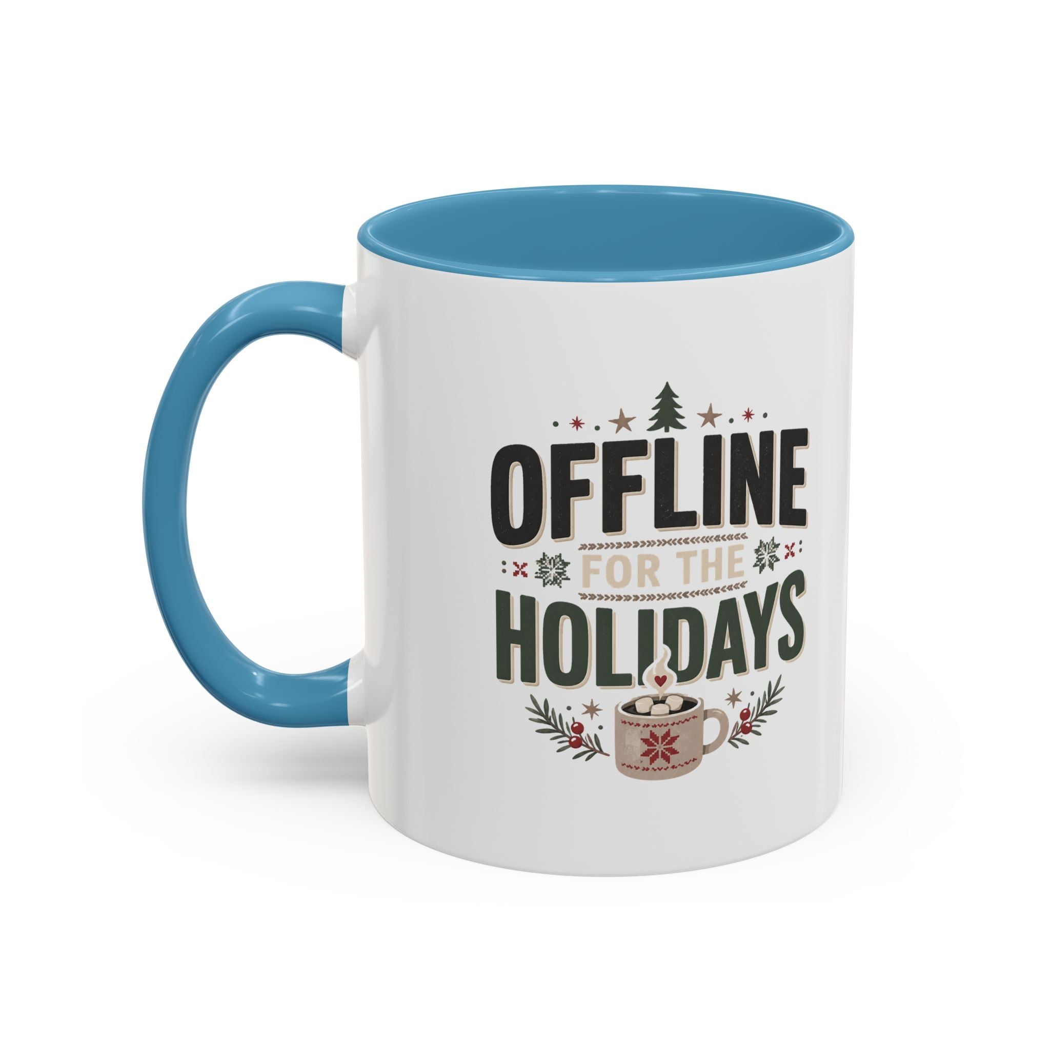 Christmas Holiday Coffee Mug — “Offline for the Holidays” Accent Ceramic Mug