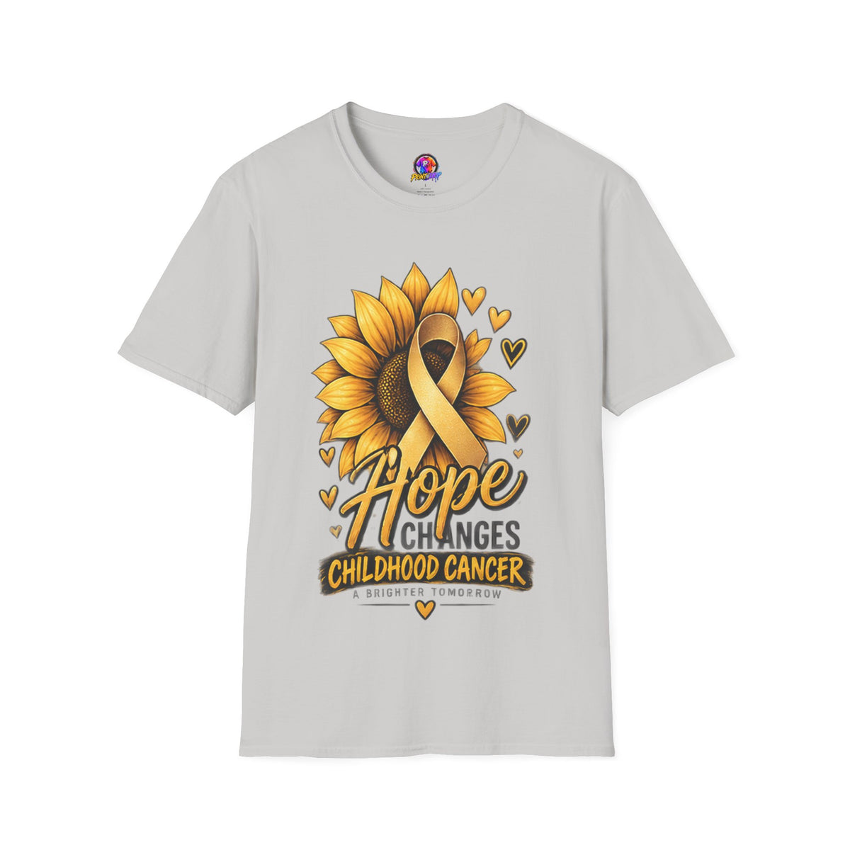 Childhood Cancer Awareness T-Shirt — "Hope Changes Lives" Sunflower Ribbon