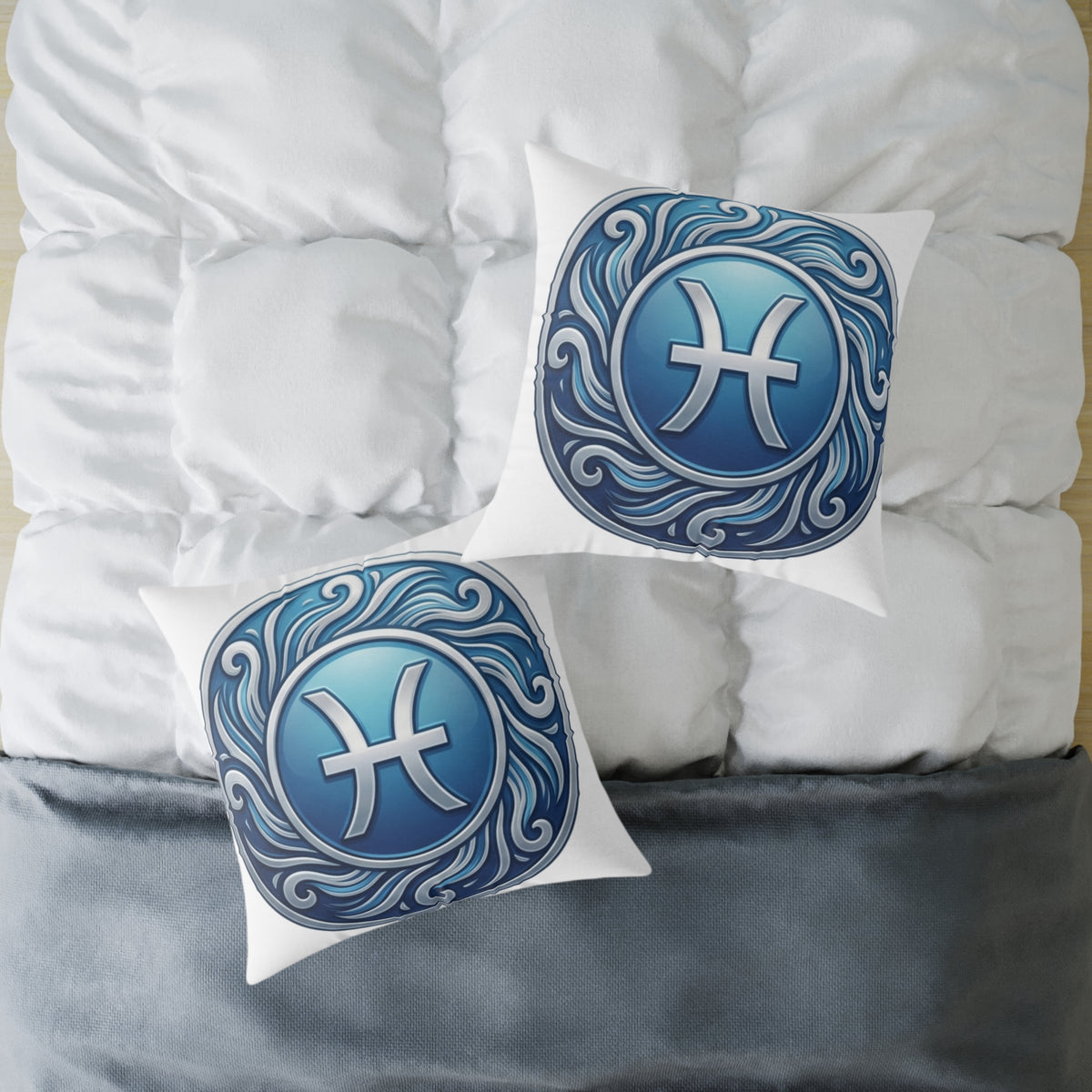 Pisces Zodiac Astrological Square Poly Canvas Pillow