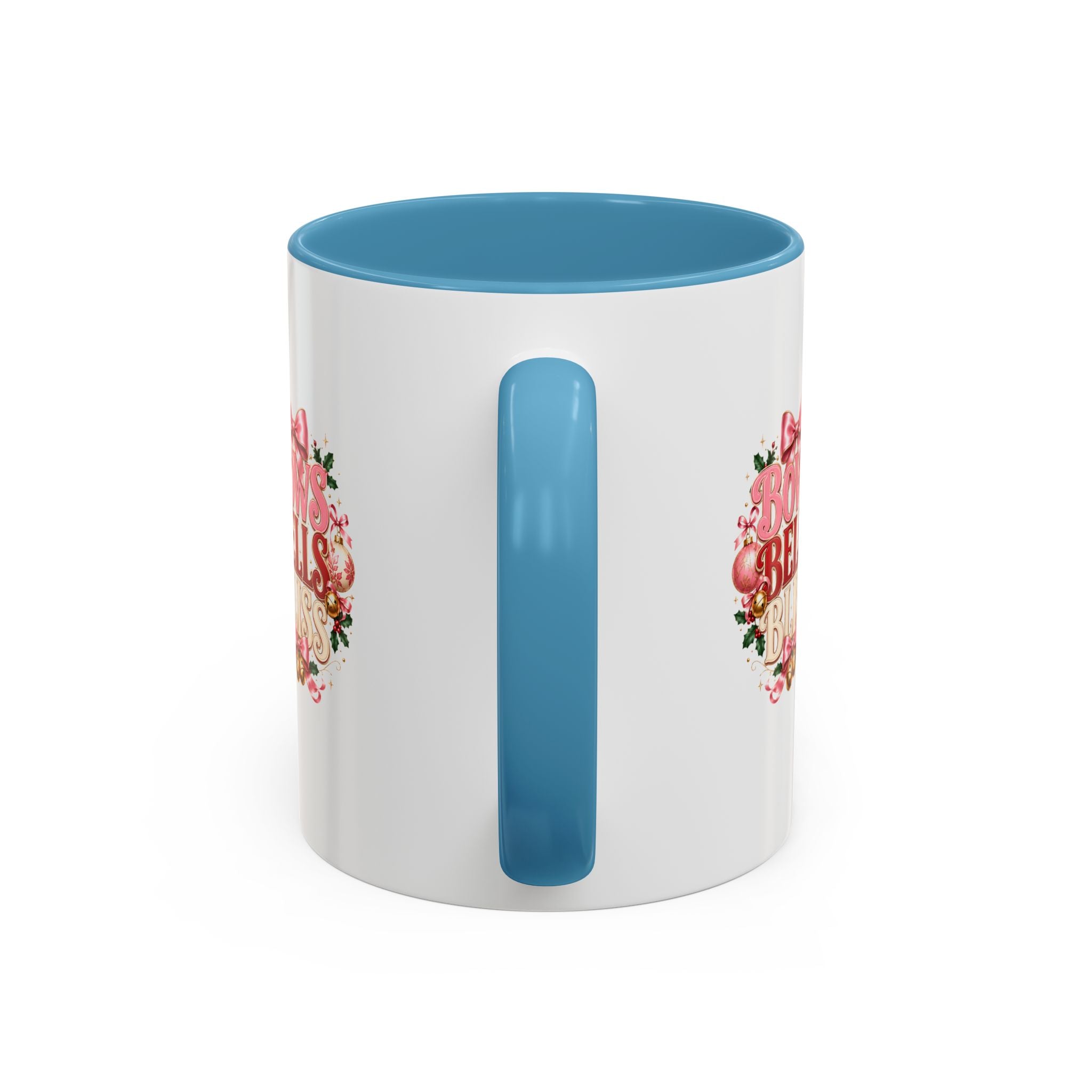 Bows Bells Bliss Holiday Accent Coffee Mug — Festive Pink Christmas Design