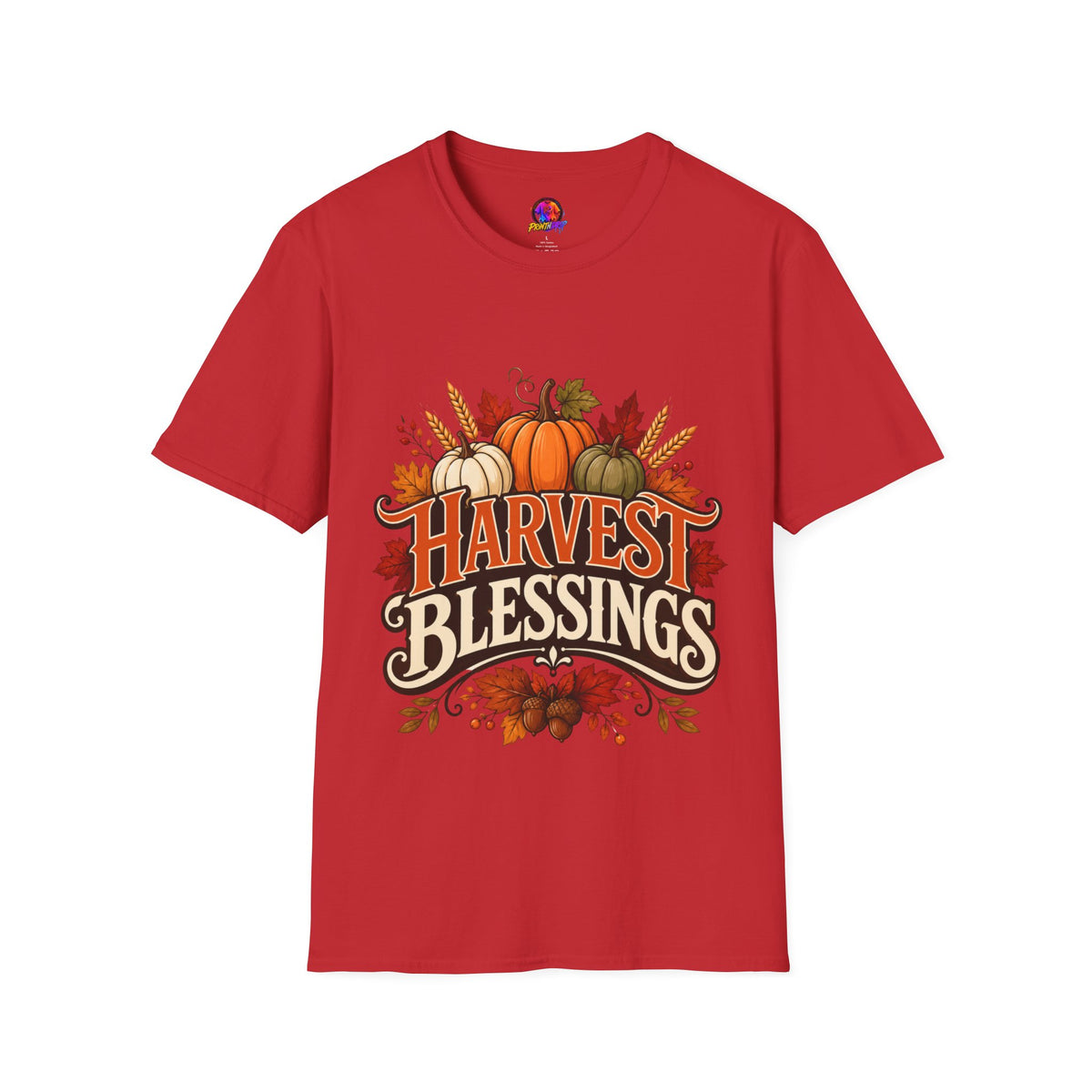 Thanksgiving T-Shirt Harvest Blessings T-Shirt — Fall Pumpkin Harvest Graphic Tee for Thanksgiving