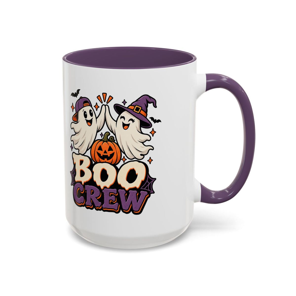 Boo Crew Halloween Accent Coffee Mug — Cute Ghosts & Jack-O'-Lantern Design (11/15 oz)