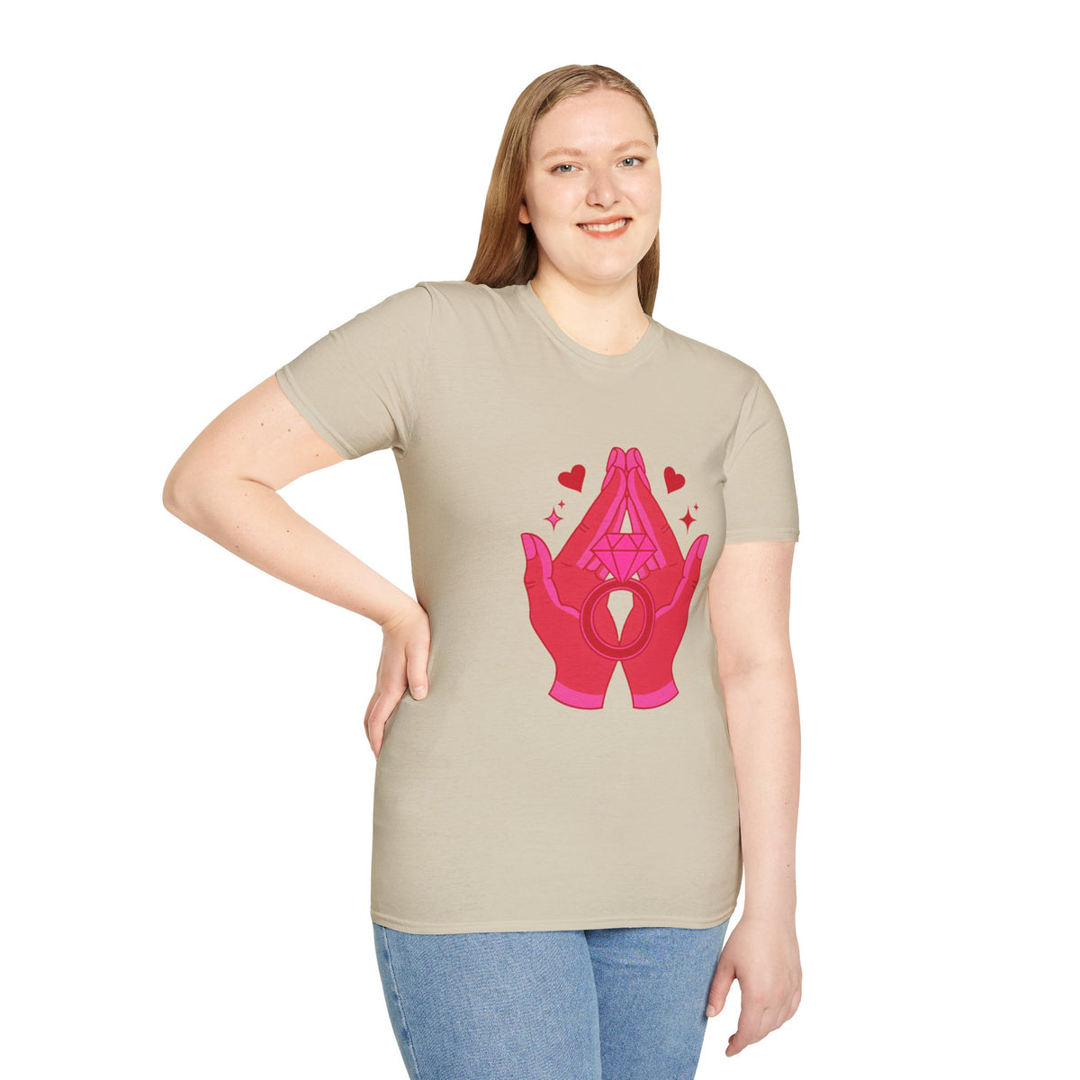 Manifested Hands Graphic T-Shirt — Pink Prayer Hands with Hearts - Trending Now - September 2026