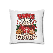 Christmas Runs on Cocoa Decorative Pillowcase — Hot Chocolate Holiday Throw Pillow