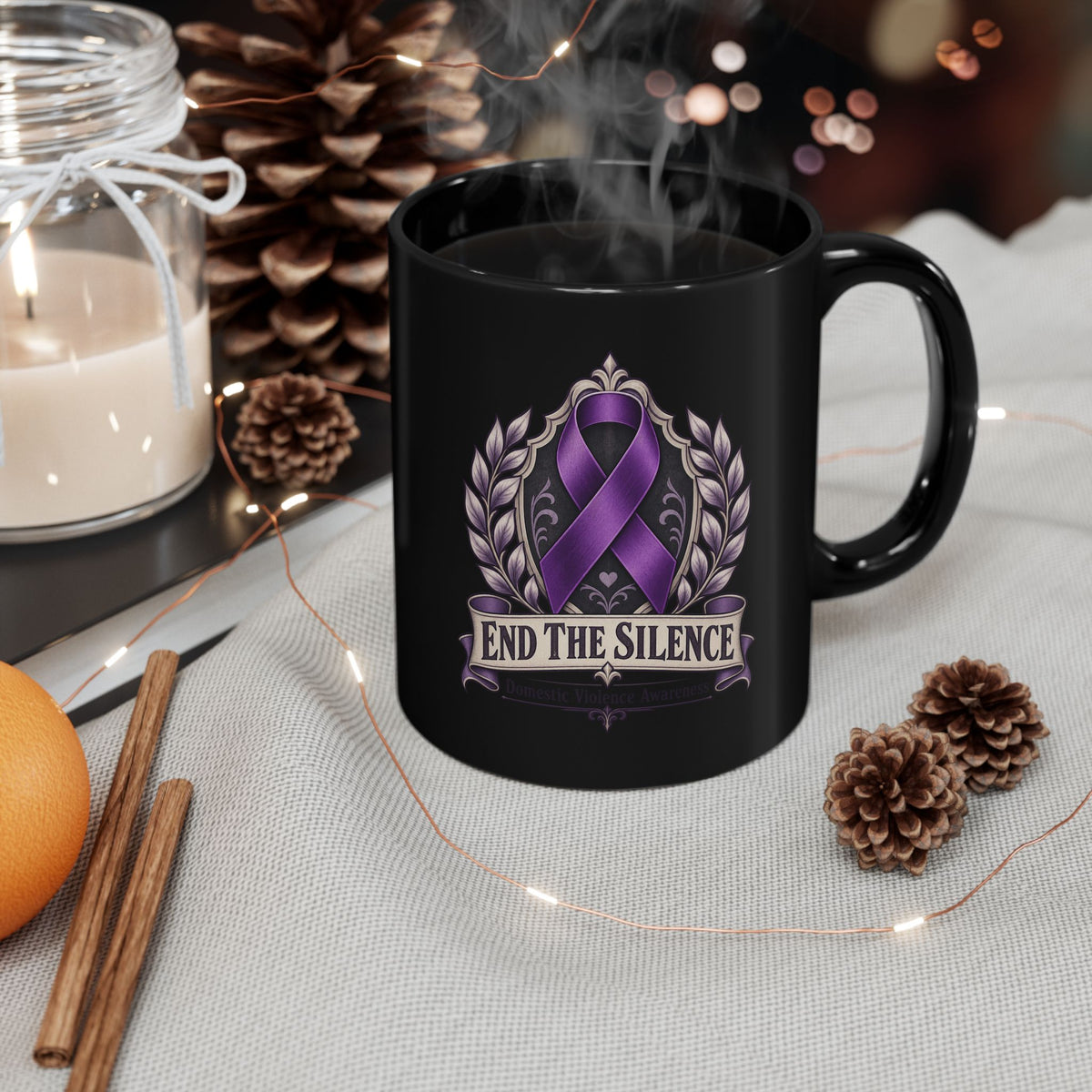 End the Silence Purple Domestic Violence Awareness Ribbon Mug