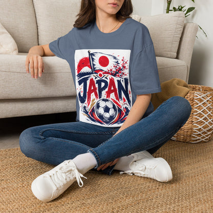Japan Soccer T-Shirt — Japanese Flag & Cherry Blossom Football Graphic