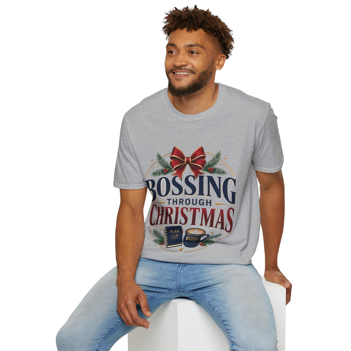 Christmas “Bossing Through Christmas” T‑Shirt — Funny Holiday Boss Gift