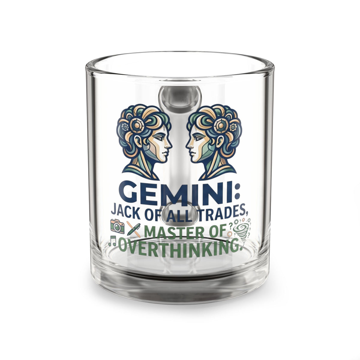 Gemini Glass Mug — "Jack of All Trades, Master of Overthinking" 10oz Astrology Coffee Cup