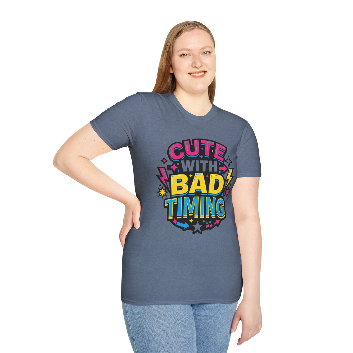 Cute But Bad Timing Graphic T-Shirt — Funny Retro Rainbow Tee - Trending Now - August 2026