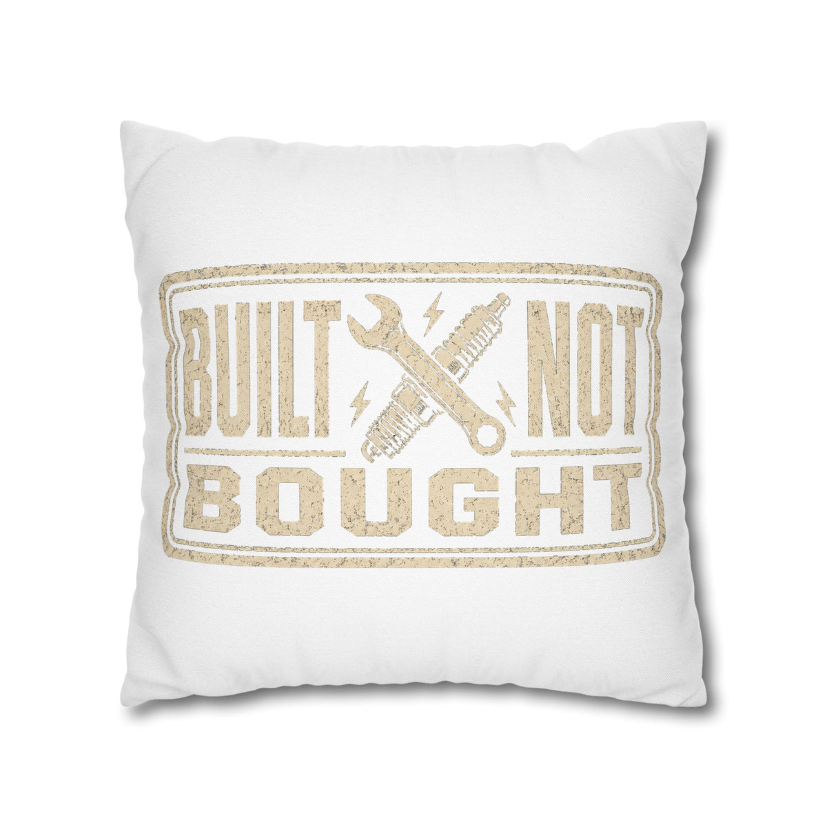 Built Not Bought Pillowcase Milo Bailey Dog Dad Mom — Rustic Mechanic Accent Pillow