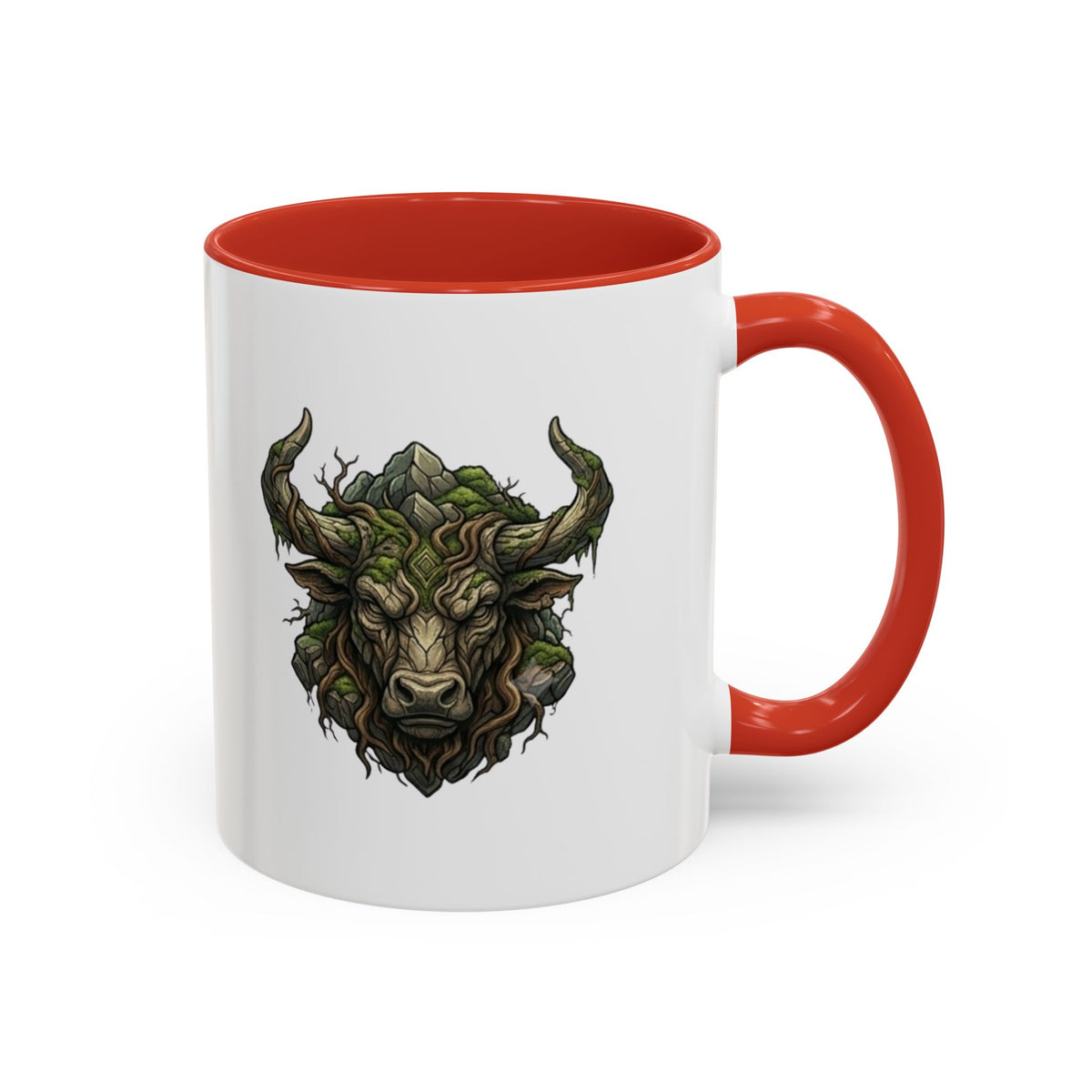 Taurus Bull Nature Coffee Mug — Rustic Green Bull Head Accent Mug