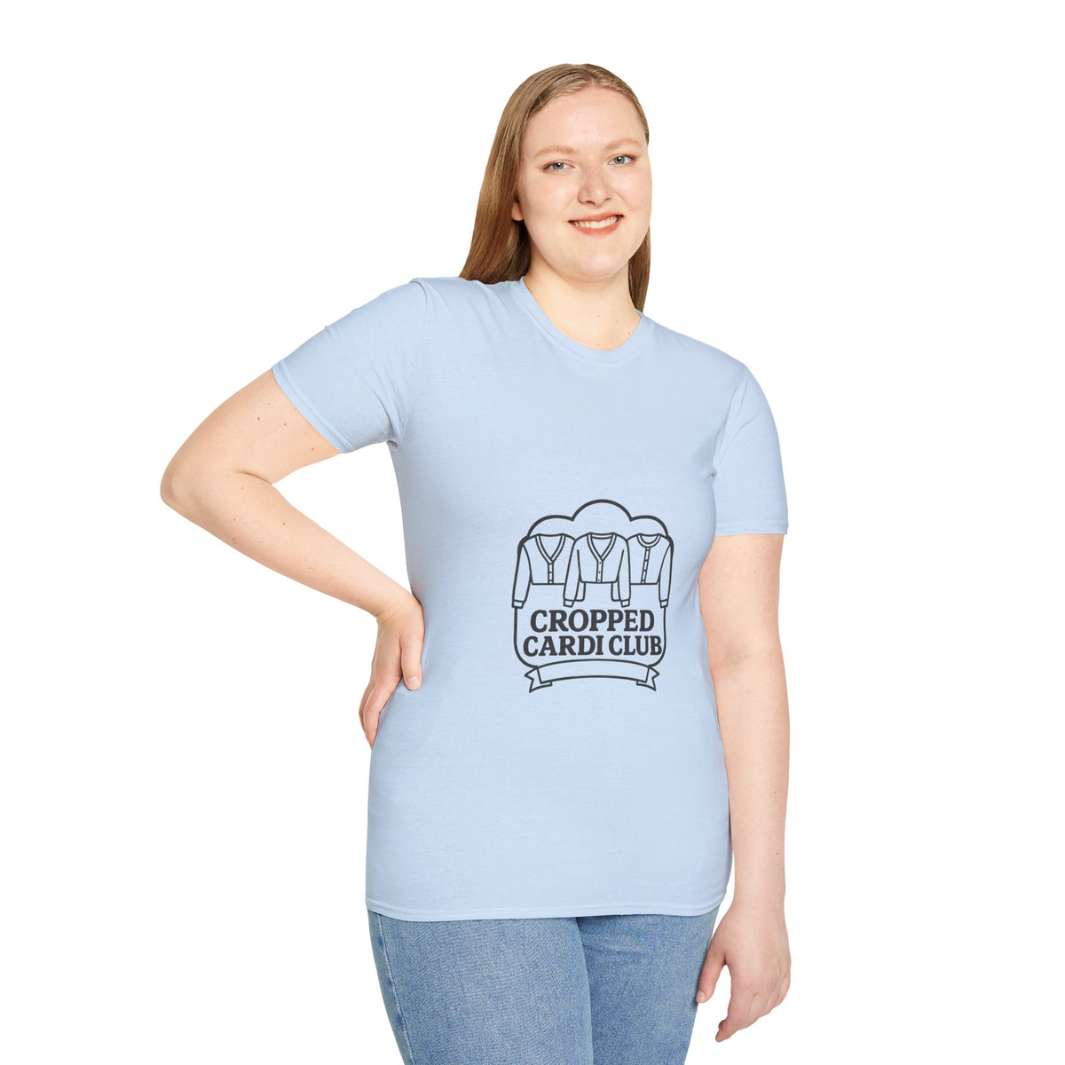 Cropped Cardi Club Trendy Knitwear Lover Graphic Tee - Trending Now - October 2026