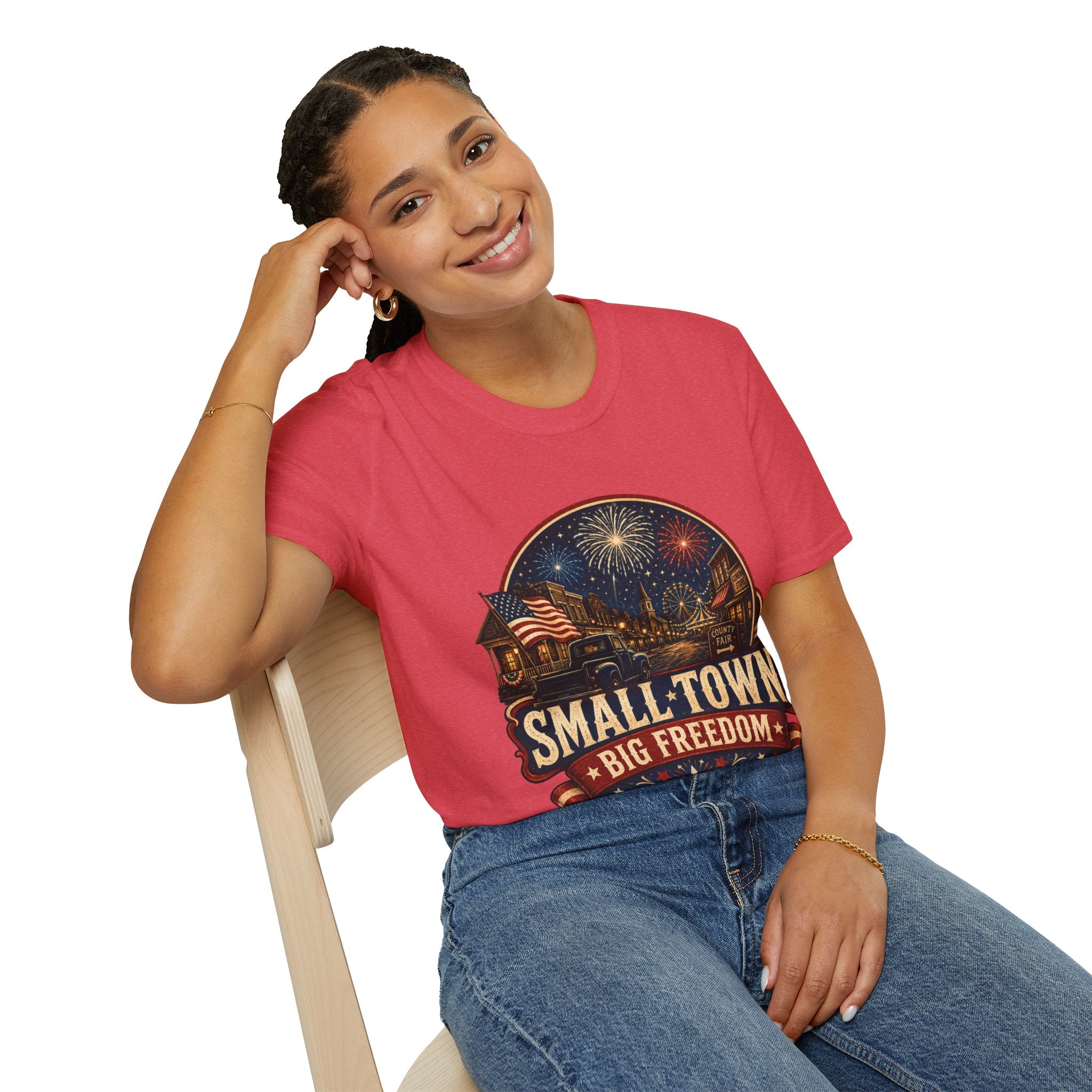 Small Town Big Freedom T-Shirt — Patriotic 4th of July Fireworks Tee
