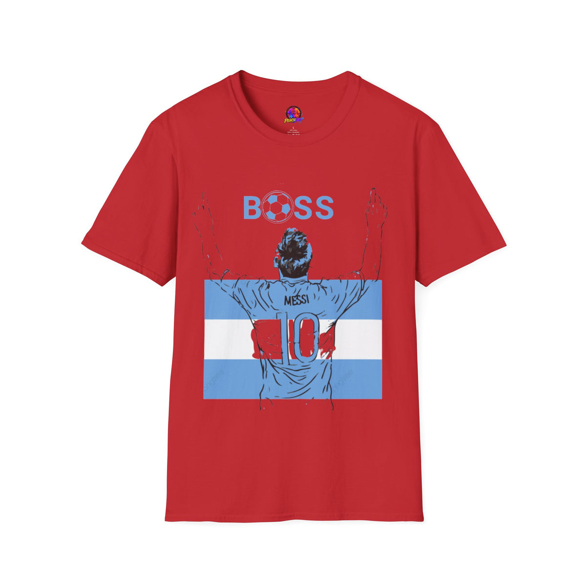 Soccer Boss T‑Shirt — 'BOSS' Striped Football Player Graphic Tee