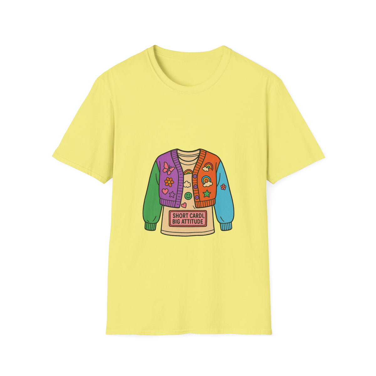 Colorful Patchwork Sweater Illustration T-Shirt - Trending Now - October 2026
