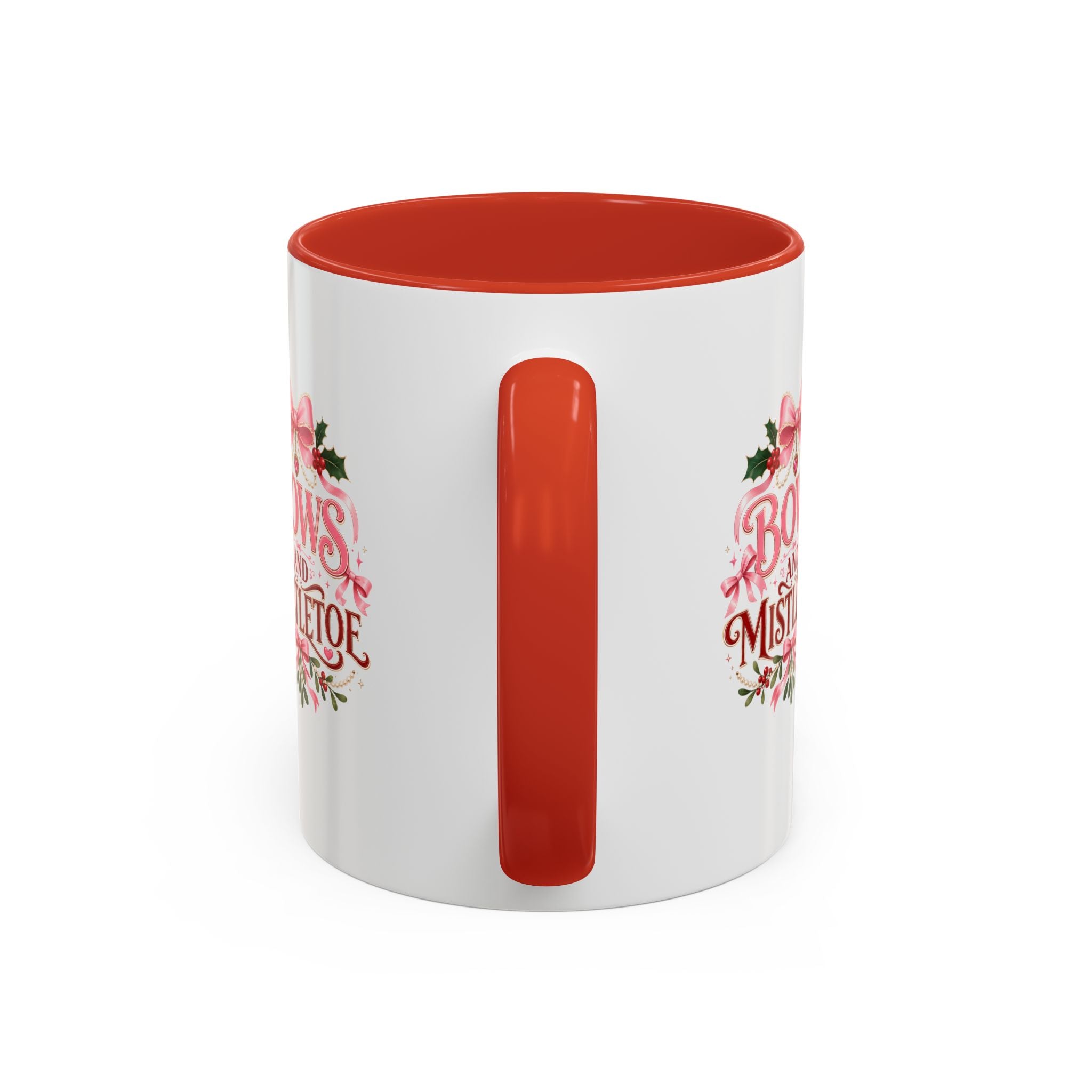 Bows and Mistletoe Accent Coffee Mug — Holiday Floral Christmas Coffee Cup