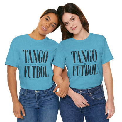 Argentina - Tango y Fútbol Graphic Tee - Bold Serif Soccer & Dance Shirt