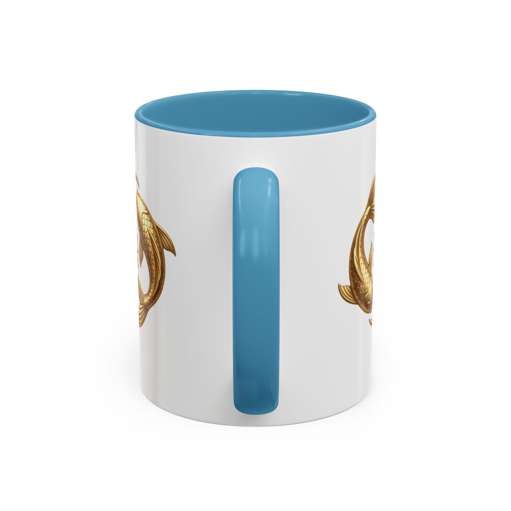 Pisces Zodiac Coffee Mug – Gold Koi Fish Horoscope Accent Mug
