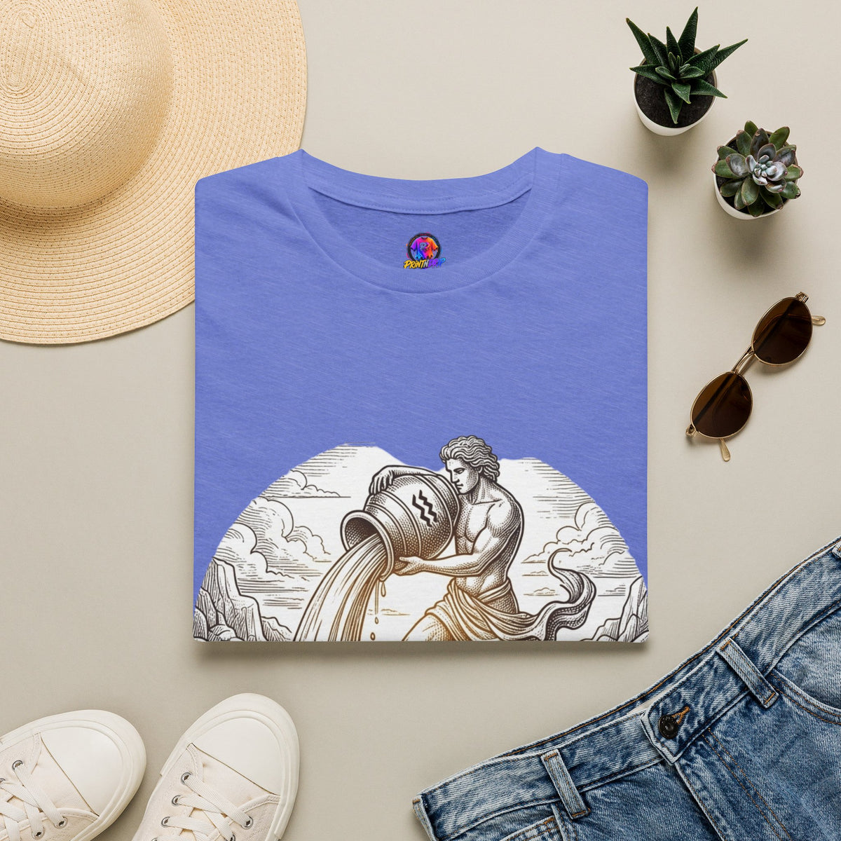 Aquarius Zodiac T-Shirt — Vintage Water Bearer Astrology Tee