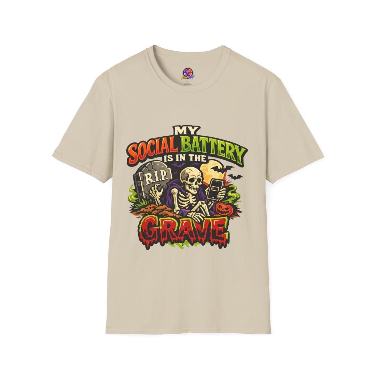 Halloween My Social Battery Unisex Softstyle T-Shirt