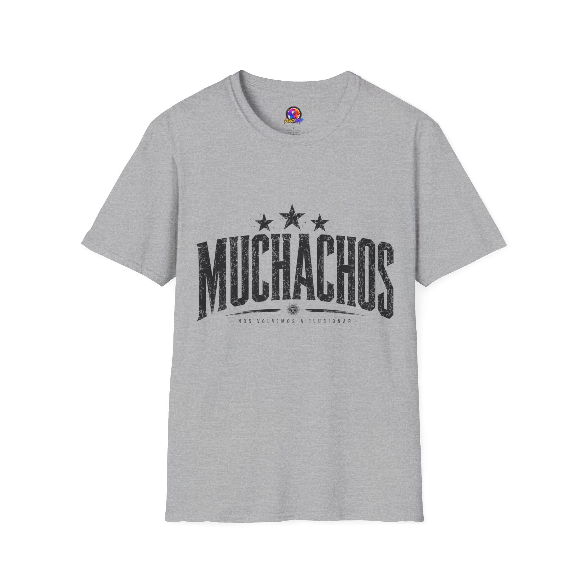 Muchachos Graphic T‑Shirt — Vintage Distressed Crew Tee - Argentina Song, slogan, favorite chant
