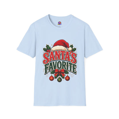 Santa's Favorite T-Shirt — Festive Christmas Tee with Santa Hat & Holly