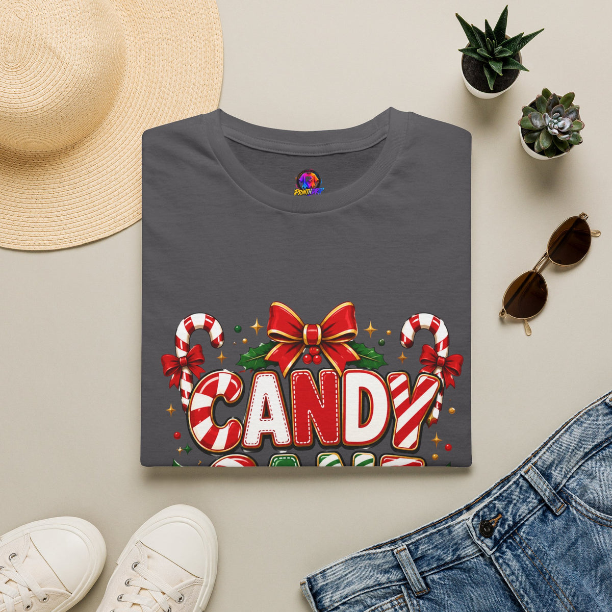 Candy Cane Crew T-Shirt — Festive Christmas Holiday Tee