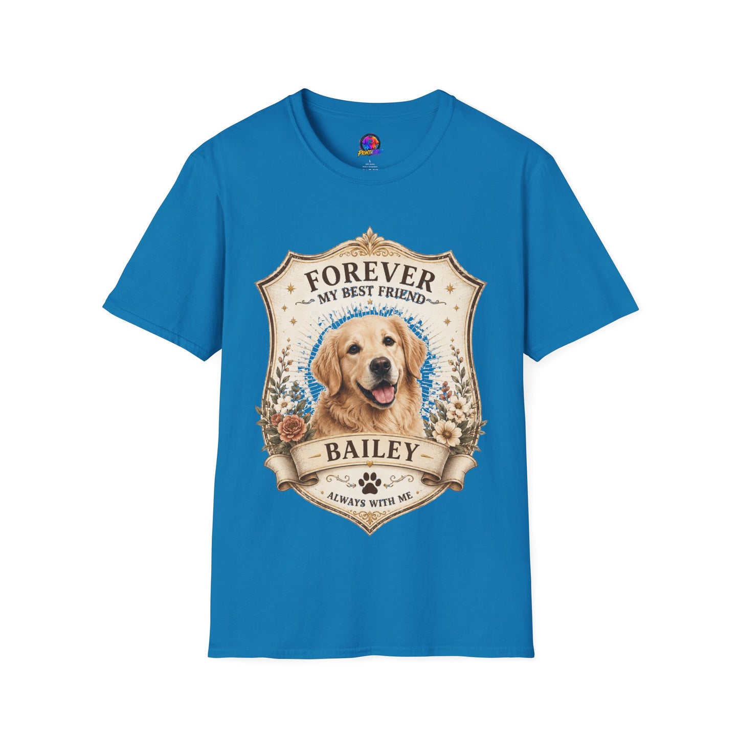 Dog Memorial T-Shirt — "Forever My Best Friend" Personalized Golden Retriever Tribute