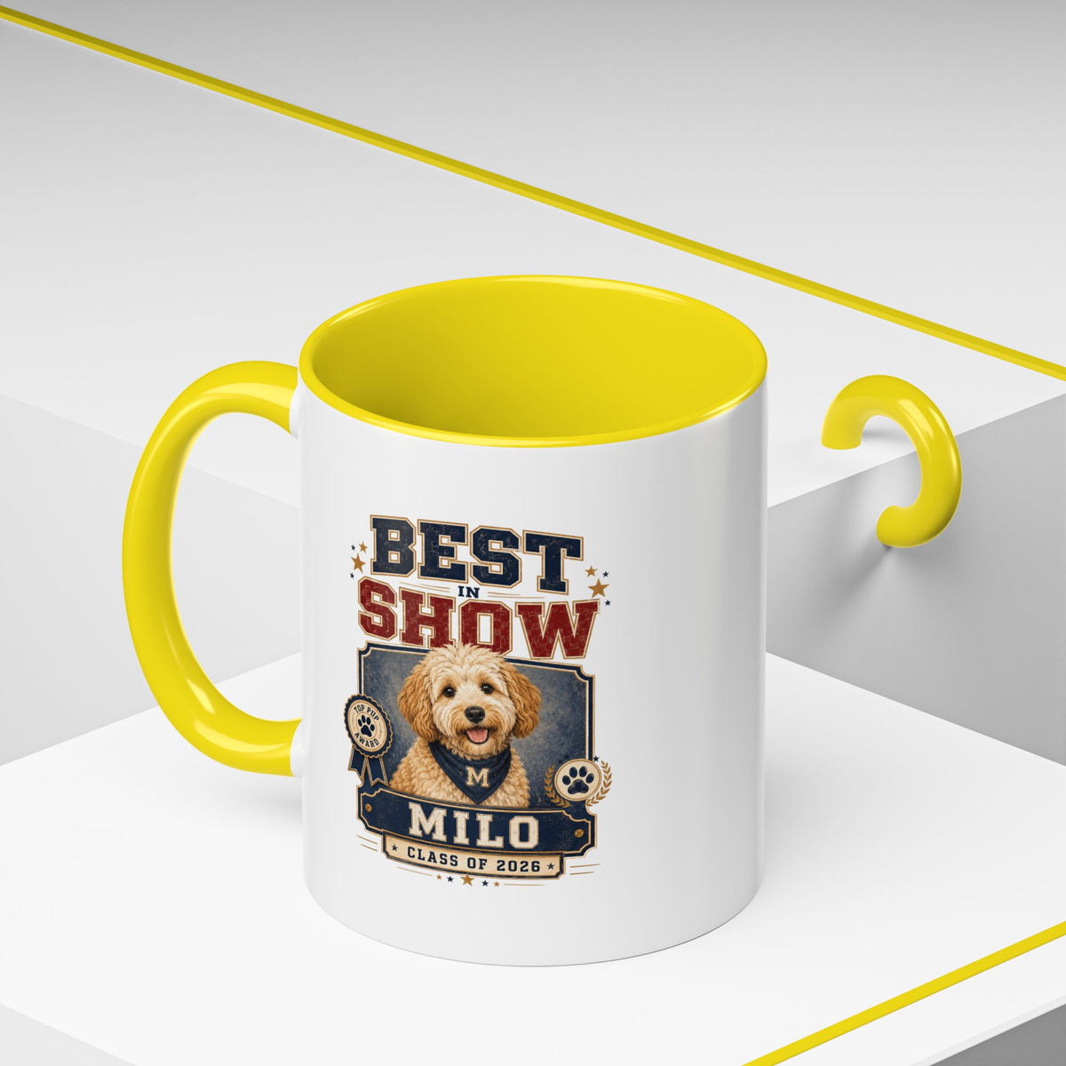 Milo Bailey Dog Dad Mom Best in Show Personalized Dog Photo Coffee Mug — Custom Name & Year