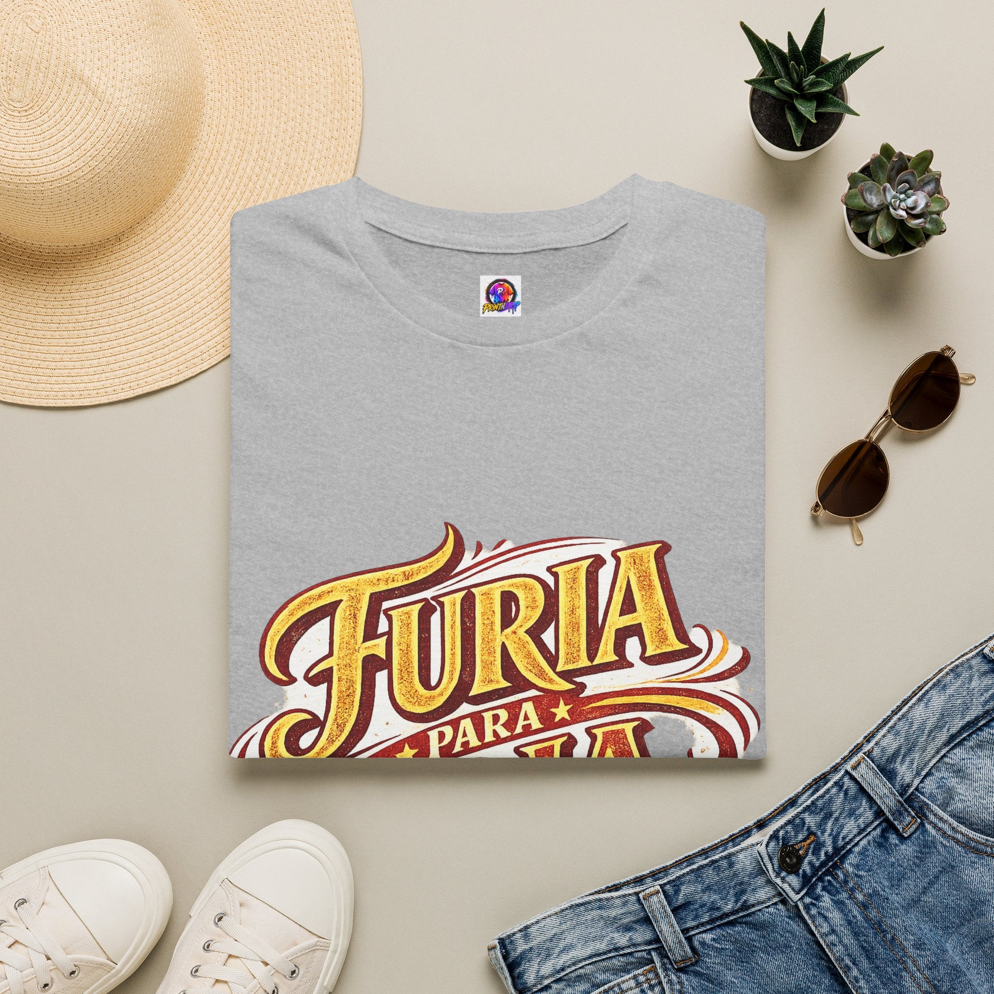 Spain Furia Para Roja Graphic T-Shirt — Bold Spanish Script Tee for Fans & Celebrations