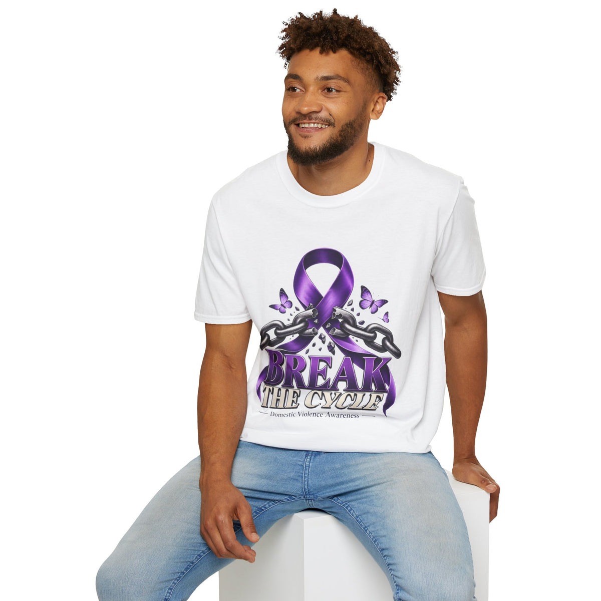 Break The Cycle Purple Ribbon T-Shirt — Domestic Violence Awareness Tee