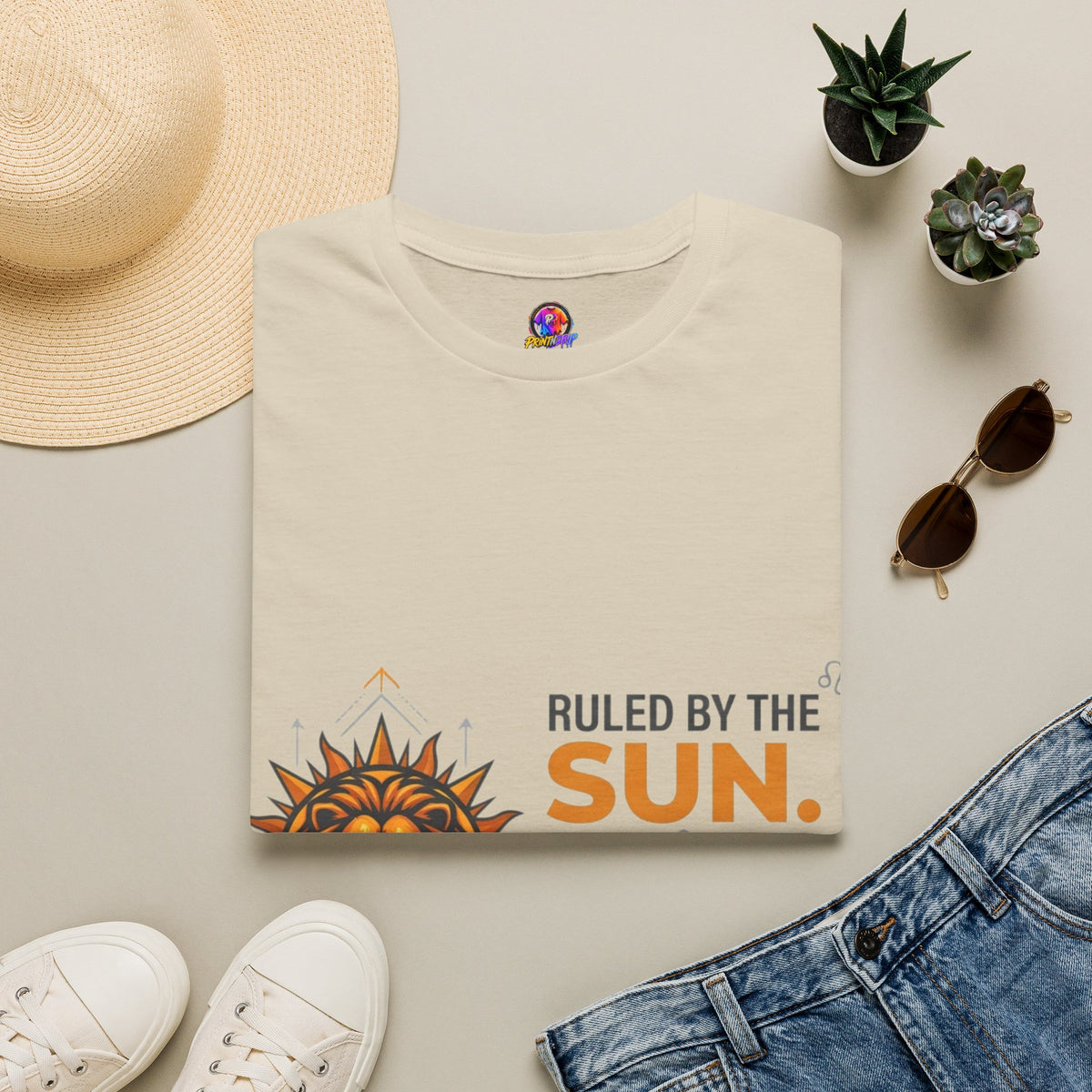Leo Zodiac T-Shirt — "Ruled by the Sun. Ambitious by Nature. LEO."