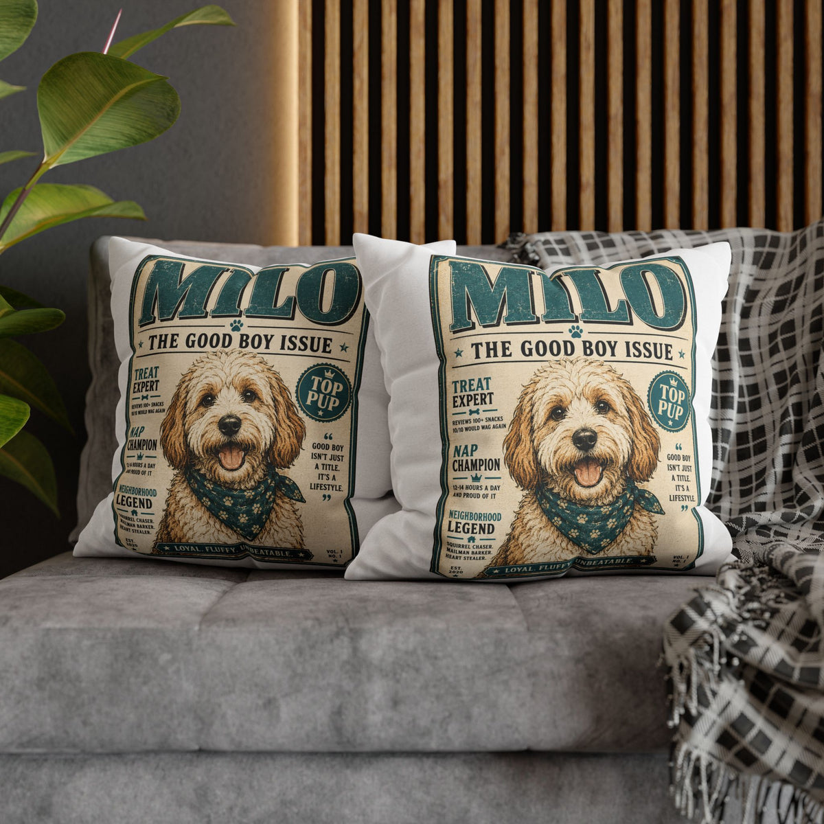 Milo 'The Good Boy Issue' Decorative Pillowcase Milo Bailey Dog Dad Mom