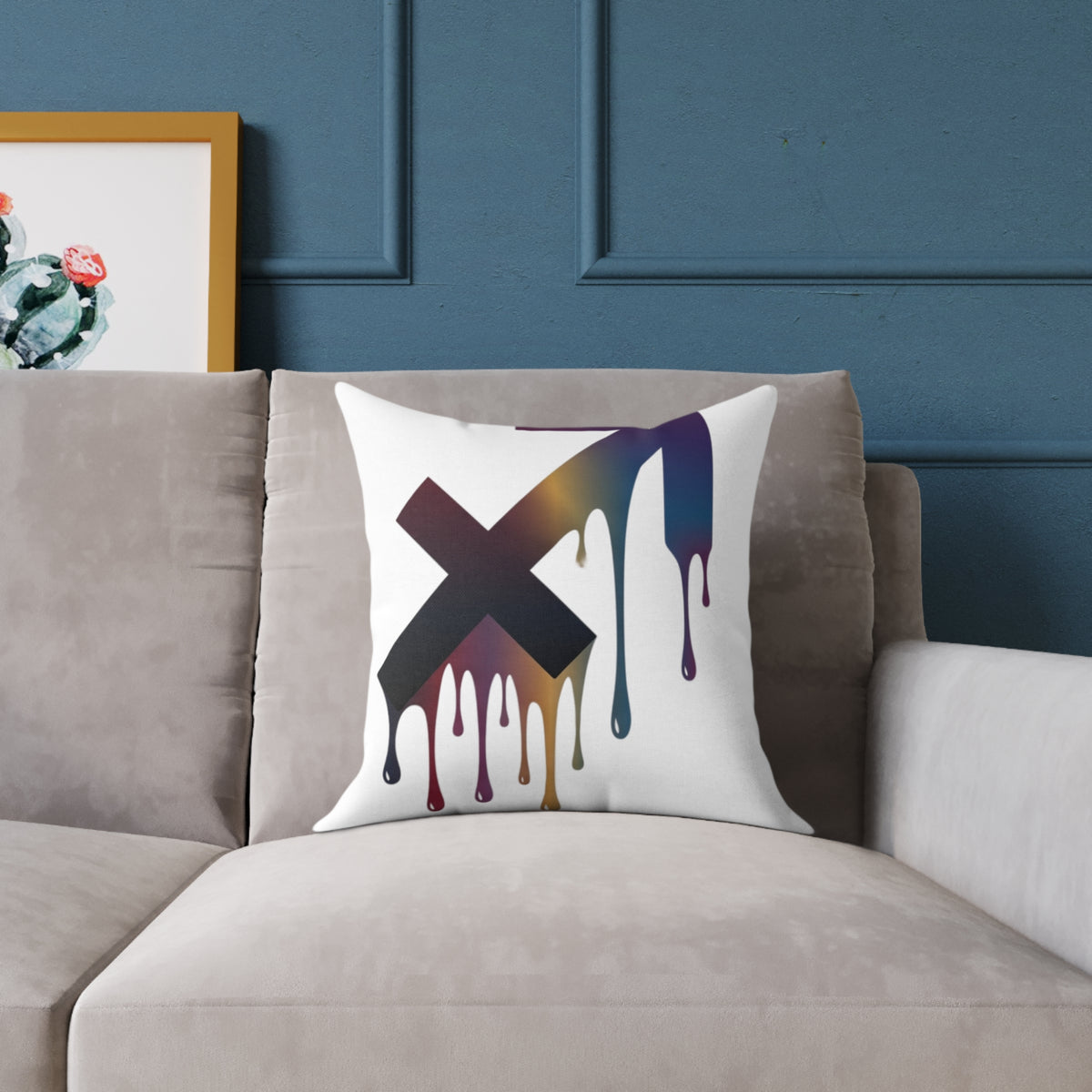 Dripping Sagittarius Zodiac Astrological Square Poly Canvas Pillow