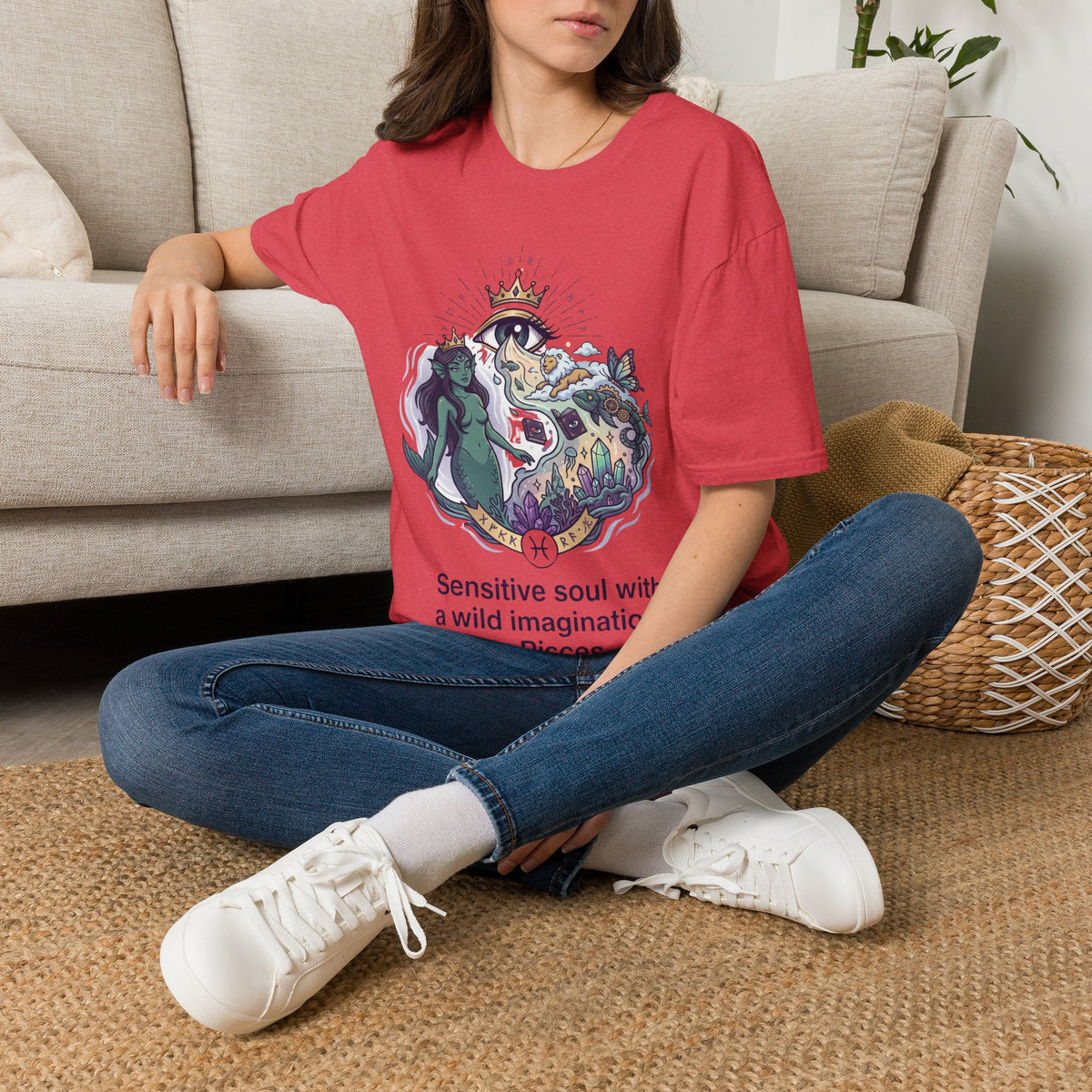 Pisces Zodiac Mystical Mermaid Art T-Shirt — "Sensitive soul with a wild imagination"