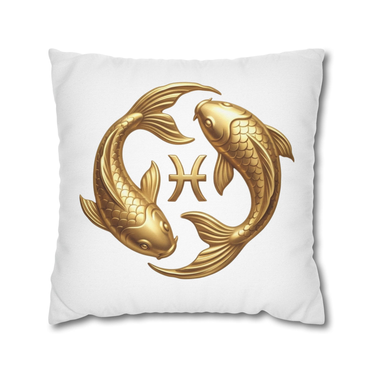 Pisces Zodiac Pillowcase — Gold Koi Fish Astrological Decorative Pillow Cover