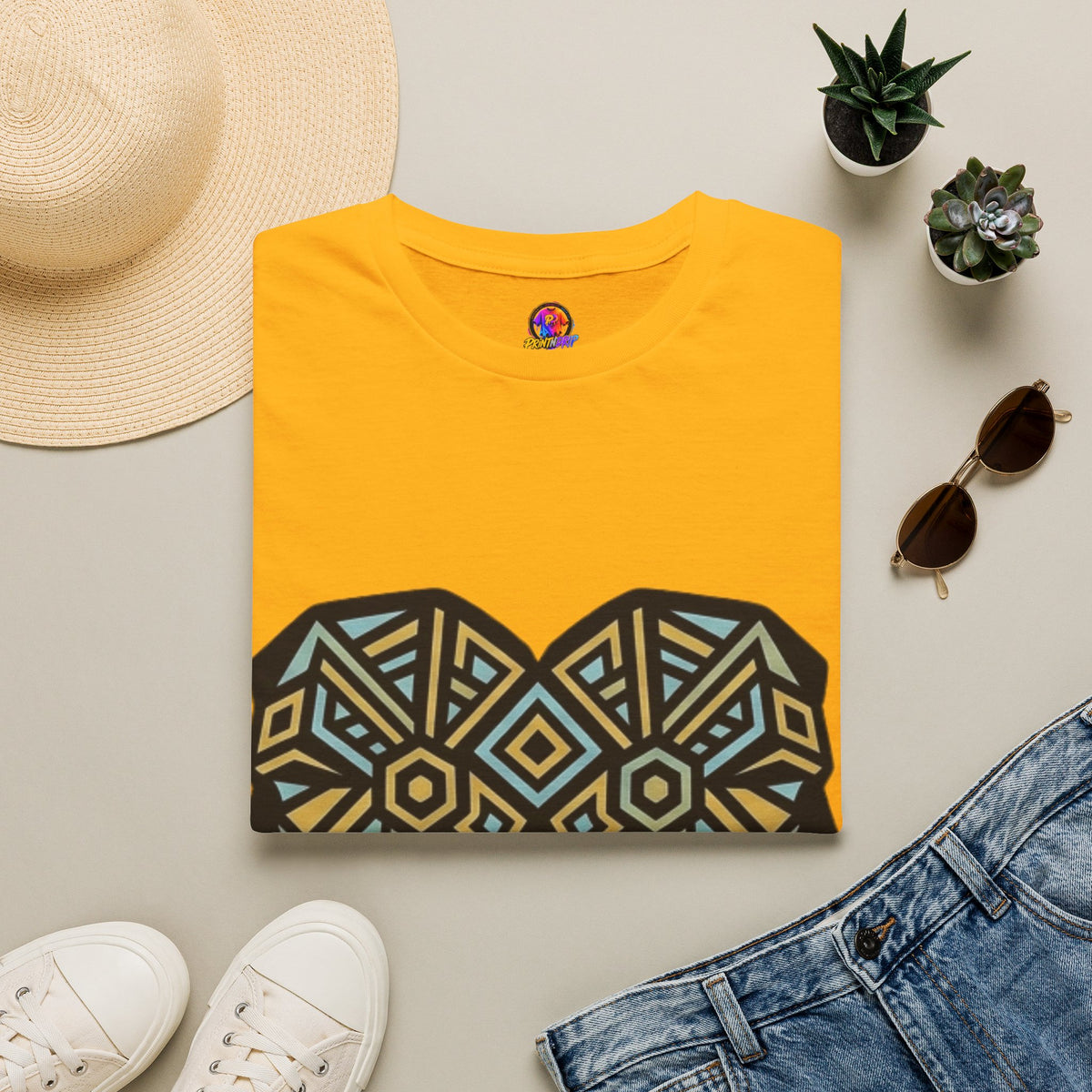 Geometric Elephant Tee — Tribal Mosaic Elephant Graphic T-Shirt