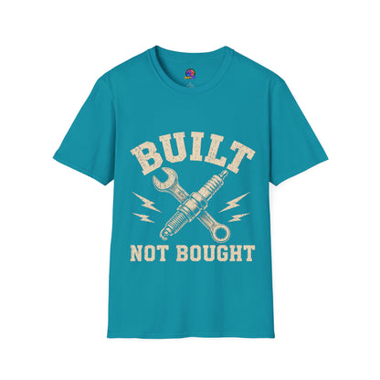 Built Not Bought T-Shirt — Mechanic Wrench & Spark Plug Vintage Tee