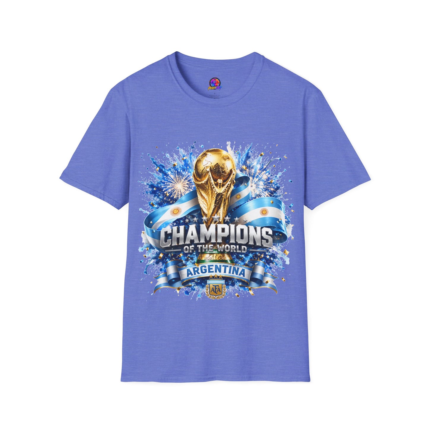 Argentina World Cup Champions T-Shirt — Gold Trophy Celebration Tee